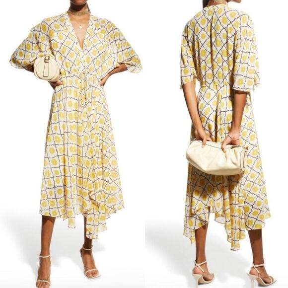 Alexis Sania Handkerchief Dress In Yellow And White Flowy Size Small - Picture 3 of 13